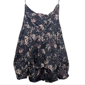 Y2K RW&Co Strapless Whimsigoth Bubble Tiered Black Floral Dress Women's 14
